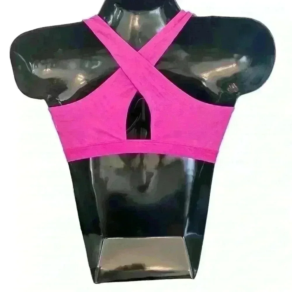 Womens Sports Bra by‎ Half Moon Size L Purple Front Closure Zipper Racerback